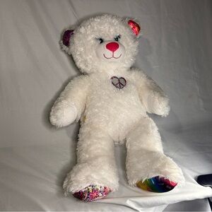 Build-A-Bear White Plush with Rainbow Accents